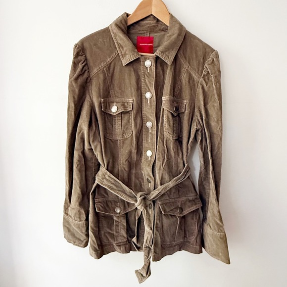 Gloria Vanderbilt Jackets & Blazers - Gloria Vanderbilt Tan Corduroy Belted Utility Jacket Large Retro Western Casual